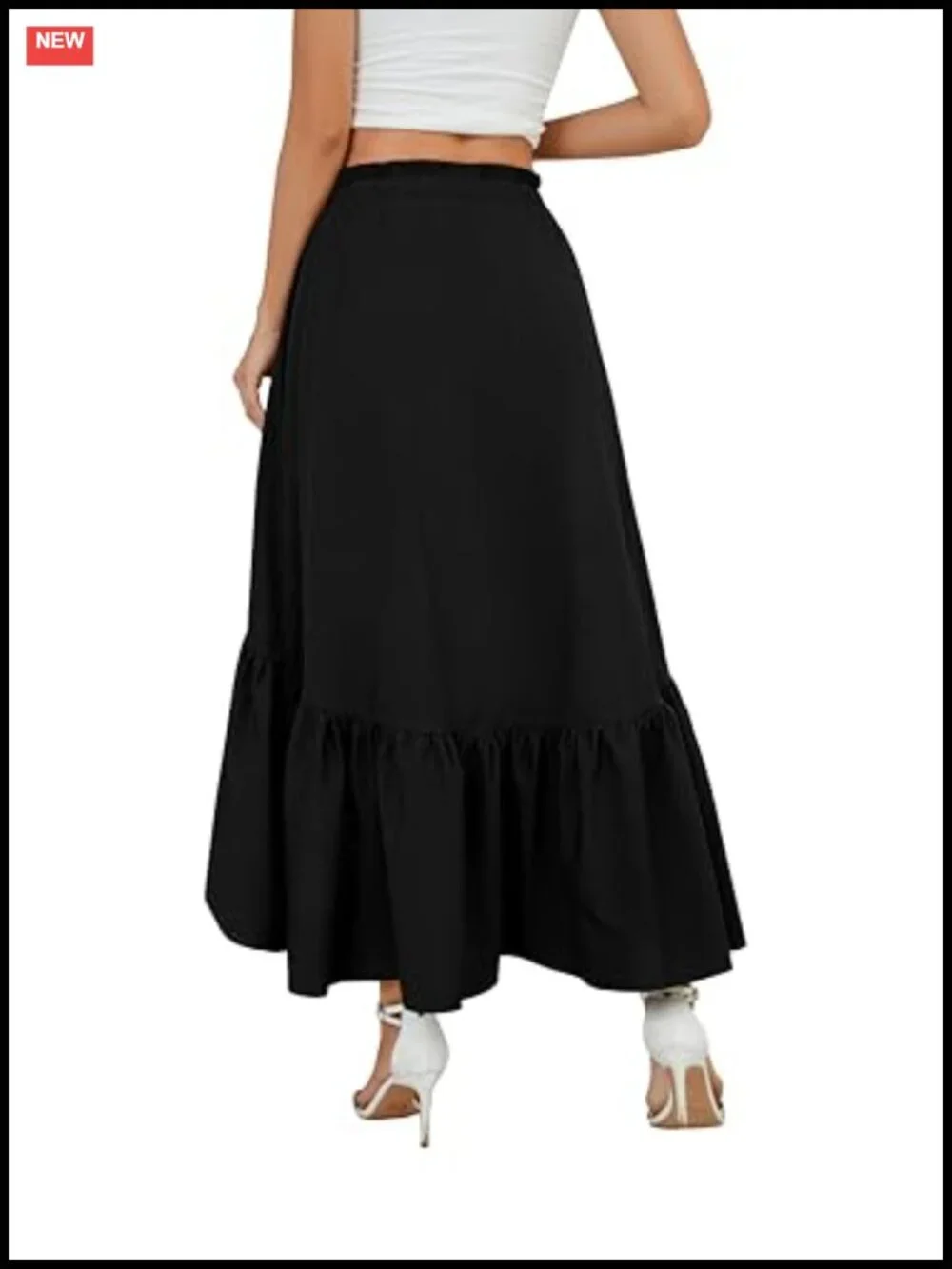 Women's Asymmetrical Ruffle Wrap Maxi Skirt, High Low Boho Flowy